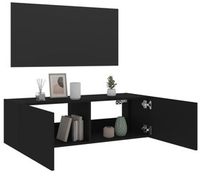 fekete fali TV-szekrény LED-világítással 100 x 35 x 31 cm