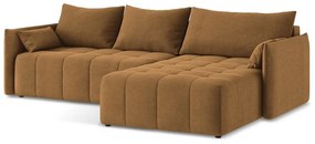 Terrakotta színű kinyitható-tárolóhelyes sarokkanapé (jobb oldali-heverő résszel) Moku – Makamii