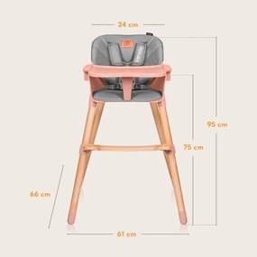 Lionelo - Gyermek etetőszék 2 az 1-ben KOEN Pink Rose