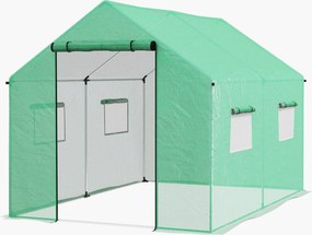 Outsunny Kültéri Üvegház 2x3x2 m Alagút Üvegház 4 Hálós Ablakkal és Cipzáras Ajtóval, Anti-UV Kert Üvegház Terasz Kertbe | Aosom