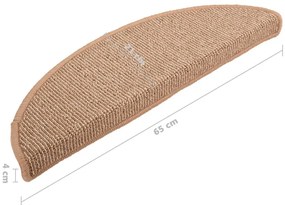 15 db világosbarna lépcsőszőnyeg 65 x 21 x 4 cm