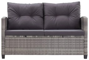 Kétszemélyes szürke polyrattan kerti kanapé párnákkal 124 cm