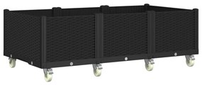 fekete polipropilén rácsos kerekes ültetőláda 150 x 80 x 54 cm