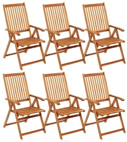 vidaXL 6 db összecsukható tömör akácfa kerti szék párnával