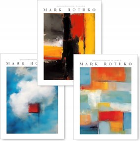 Absztrakt Rothko 3 db-os poszter szett 50x70cm kép színek #347