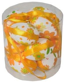 Húsvéti tojáskészlet, sárga virág mintával,magasság 4 cm,  12 db/csomag