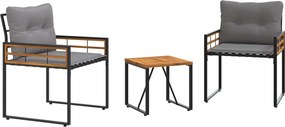 vidaXL Kültéri Bútor Szett párnával 3 pcs Világosszürke