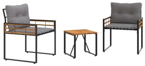 vidaXL Kültéri Bútor Szett párnával 3 pcs Világosszürke