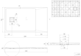 Erga Hyper, SMC zuhanytálca 120x70x2,6 cm + szifon, fehér matt, ERG-V06-SMC-7012S-WH