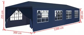 kék kerti pavilon 3 x 12 m