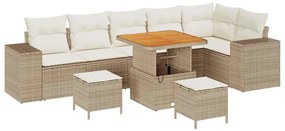 vidaXL Kerti Kanapé Szett párnával 9 pcs Beige és krém polirattan