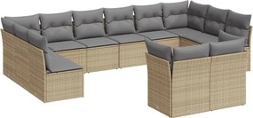 vidaXL 12 részes bézs polyrattan kerti ülőgarnitúra párnákkal