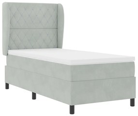 vidaXL Boxrugós ágy matracmal Világosszürke 200 x 100 cm Poliészter