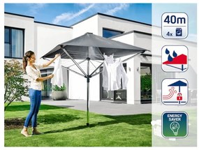 Ezüstszínű kerti ruhaszárító 40 m LinoProtect 400 – LEIFHEIT