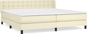 vidaXL krémszínű műbőr rugós ágy matraccal 200 x 200 cm