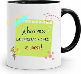 Születésnapra 40 40-es 40-es Bögre Fekete Ajándék fényképes nyomattal