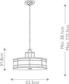 Feiss FE-FUSION-P-L-PNBR - FUSION rúdon függő csillár 3xE27/40W/230V aranyszínű