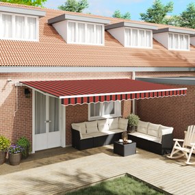 Automatikus Behúzható Napellenző LED lámpával narancssárga és barna színben, 500x300 cm