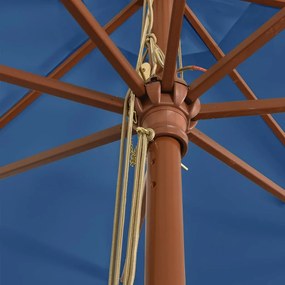 azúrkék kerti napernyő fa rúddal 400 x 273 cm