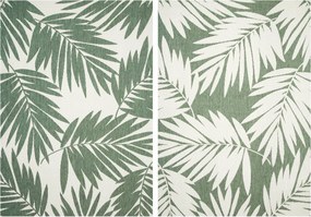 Kétoldalas Zsinóros Szőnyeg Zöld Krém Pálmalevéllel Brussels 120x170 cm