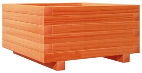 viaszbarna tömör fenyőfa kerti virágláda 50x50x26,5 cm