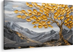 Kép – Fa arany levelekkel (90x60 cm)