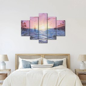 Kép - naplemente a víz felett, akvarell (150x105 cm)