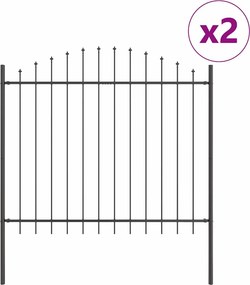 vidaXL Kerti Kerítés 2 pcs Szürke 170 x 165 cm Porszórt acél
