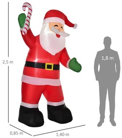 Önfelfújó mikulás LED világítással, felfújóval, 250cm magas