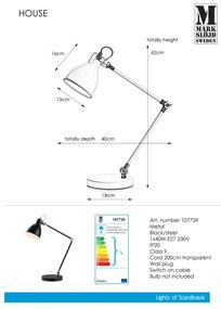 Markslöjd 107739 - Asztali lámpa HOUSE 1xE27/40W/230V