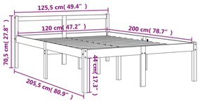 viaszbarna tömör fenyőfa időseknek való ágy 120 x 200 cm