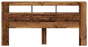 antik fa színű szerelt fa LED-es fejtámla 200x18,5x103,5 cm