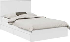 vidaXL Tárolós Ágy fejtámlával fiókkal Fehér 120 x 190 cm Faanyag