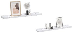 vidaXL Falpolc polcokkal 2 pcs Fehér márvány 60 x 9 x 3 cm Faanyag
