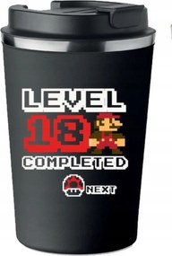 Prémium Termo Bögre fekete ajándék 18. Születésnapra Mario játék KT_392