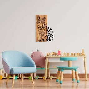 Fali dekoráció 38x58 cm macska fa/fém