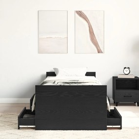 Ágykeret matrac nélkül Fekete tölgy 75x190 cm Mérnöki fából