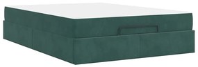 Ágykeret Sötétzöld 160 x 200 cm Bársony