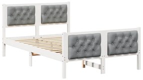 Ágykeret fejtámlával Világosszürke 120 x 200 cm Tömör fenyőfa