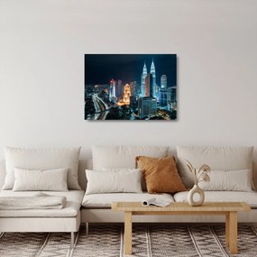 Kép - Éjszaka Kuala Lumpurban (üvegen) (70x50 cm)