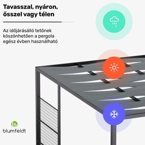 Blumfeldt Shade Cove GreenWall, pergola, 3 x 3 m, oldalfalak, porszórt festék, időjárásálló