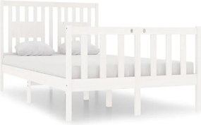 vidaXL Small Double fehér tömör fa ágykeret 120 x 190 cm