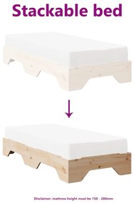 ágy matrac nélkül rakásolható 100 x 200 cm tömör fenyőfa