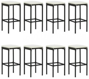 9 részes fekete polyrattan kerti bárszett párnával