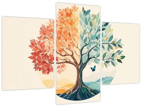 Kép – Duális fa pillangóval (90x60 cm)
