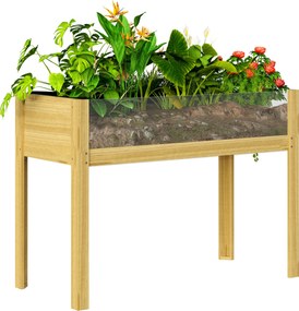 Outsunny Emelt Ültetődoboz Akril Panelek, Leeresztő Nyílások, Fa Ültetődoboz, Időjárásálló Zöldséges Ágyás, Kert Ágyás, Ültetőágyás Kerthez, Balkonhoz
