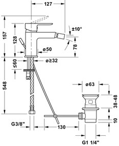 Duravit DC2400011046 - Bidé csaptelep D-CODE matt fekete