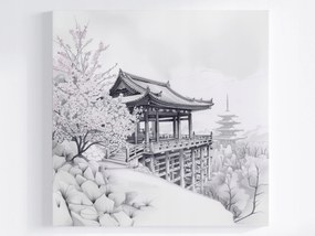Poszter Tájkép Grafika Park Kert Japán Sakura 40x40