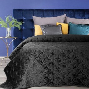 Luxus fekete bársony ágytakaró franciaágyhoz Szélesség: 170 cm | Hossz: 210 cm