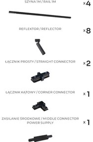 Zuma Line 3588 - LULU sínrendszerhez készült spotlámpa 8xGU10/35W/230V, fekete